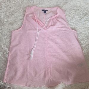 GAP Pink Printed Sleeveless Blouse with Neck Tie